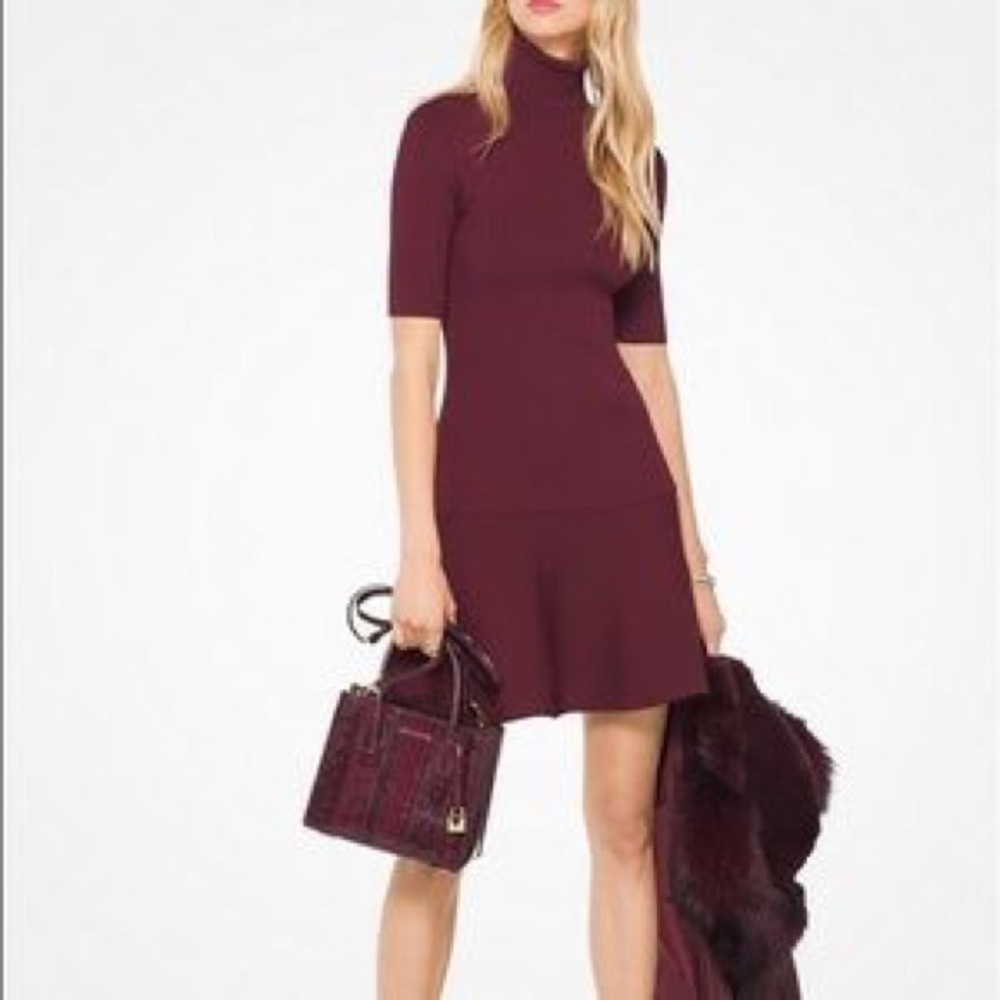 MK Fit & Flare Turtle Neck Dress